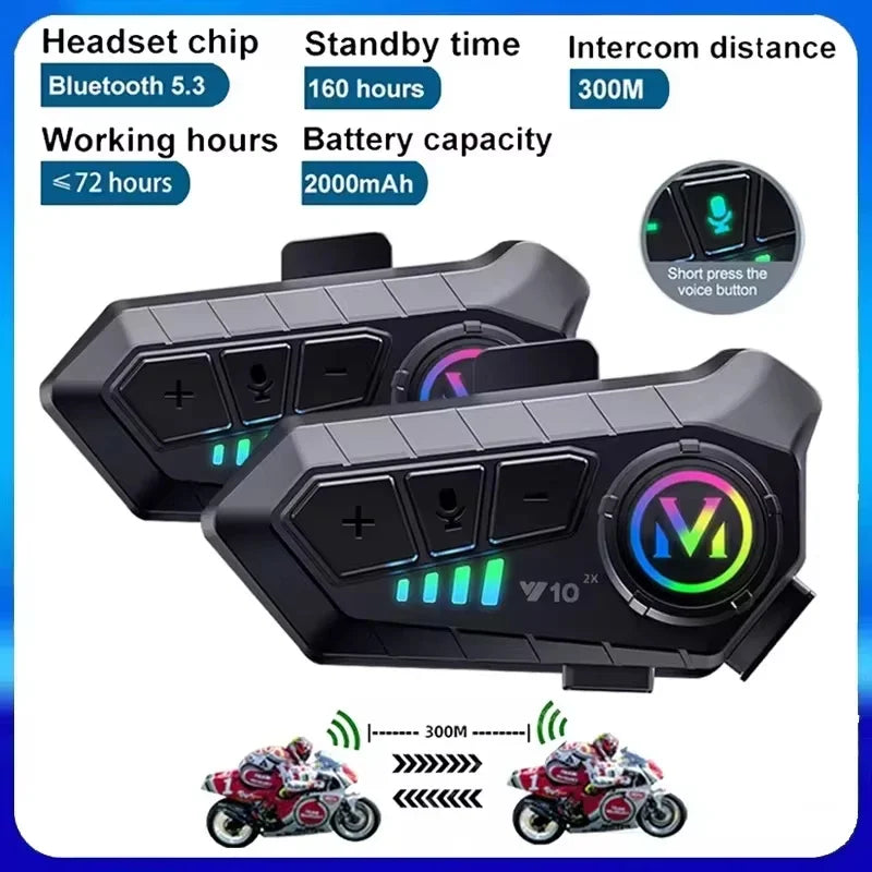 Bluetooth Motorcycle Helmet Intercom Headset Wireless Intercom System - 1