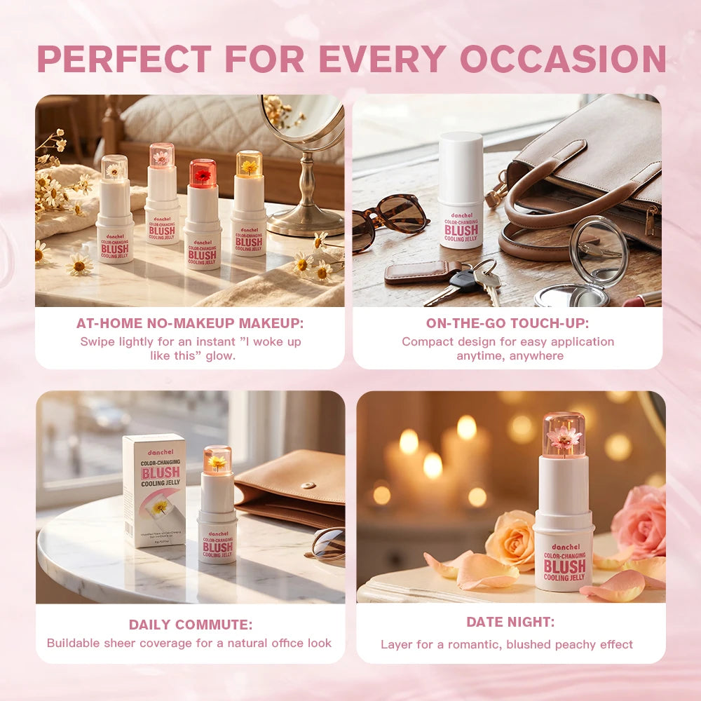 pH Adaptive Color-Changing Jelly Blush for Lips, Cheeks, and Eyes