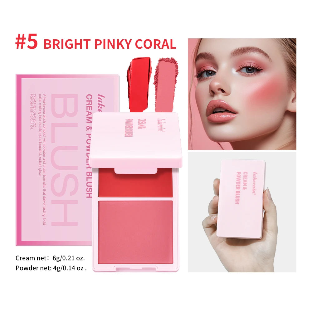 2-in-1 Cream and Powder Blush Palette for Radiant Cheek Makeup - 31