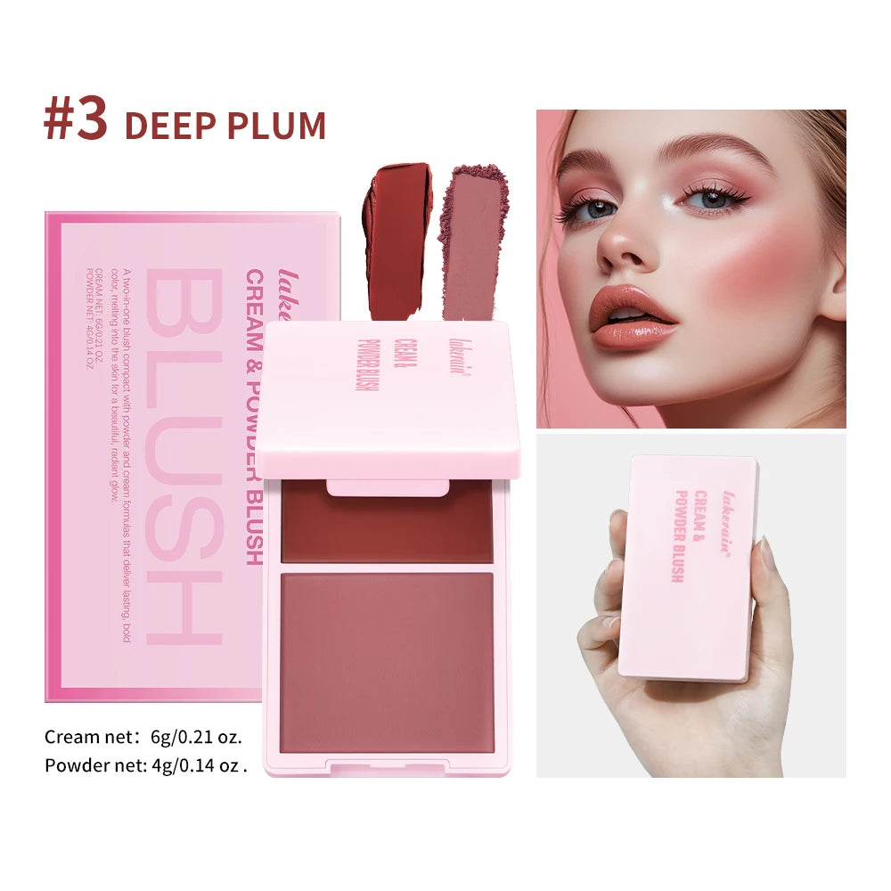 2-in-1 Cream and Powder Blush Palette for Radiant Cheek Makeup - 27
