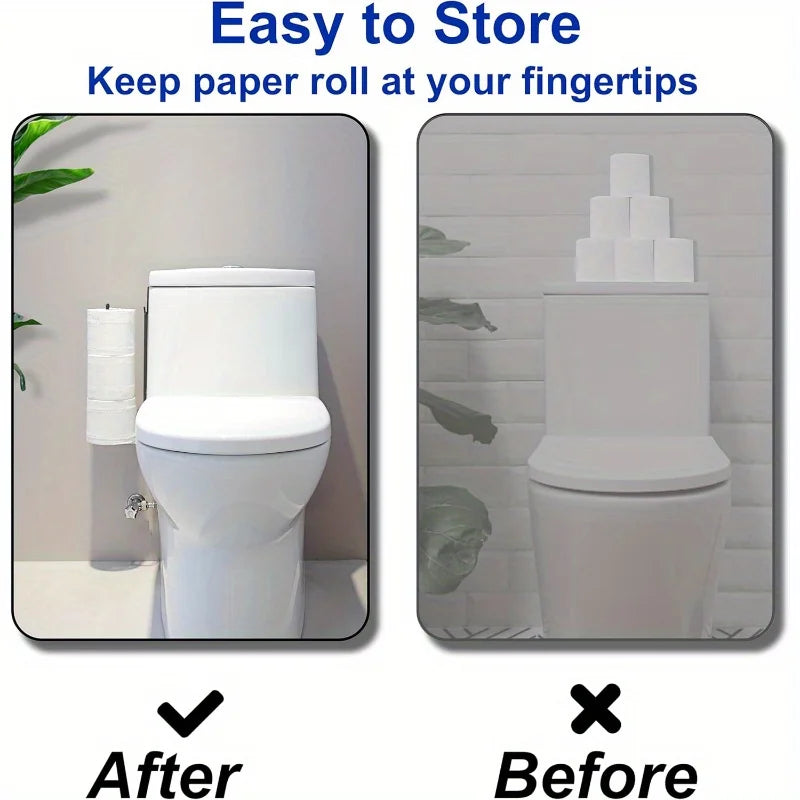 Hanging Toilet Paper Holder No Drill Wall Mount Bathroom Tissue Rack - 2