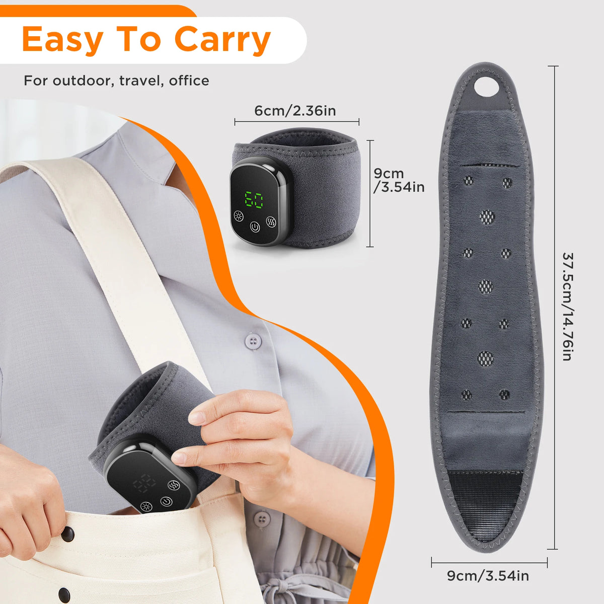 Heated Cordless Wrist Support Massager with 3 Vibration Modes