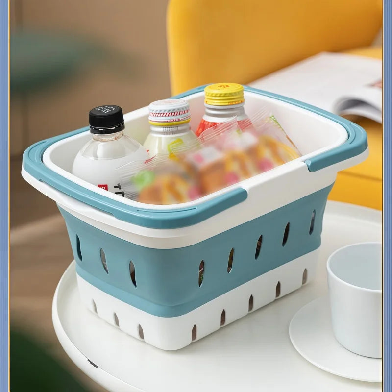 Collapsible Portable Storage Basket with Handles