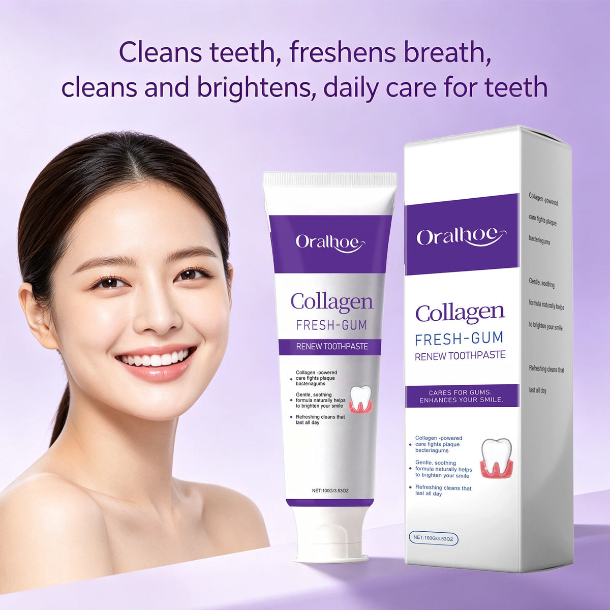 Collagen Whitening Toothpaste for Fresh Breath and Gum Care