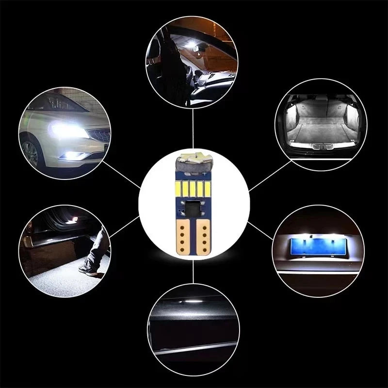 T10 W5W Universal LED Interior and Exterior Car Light Bulbs - 5