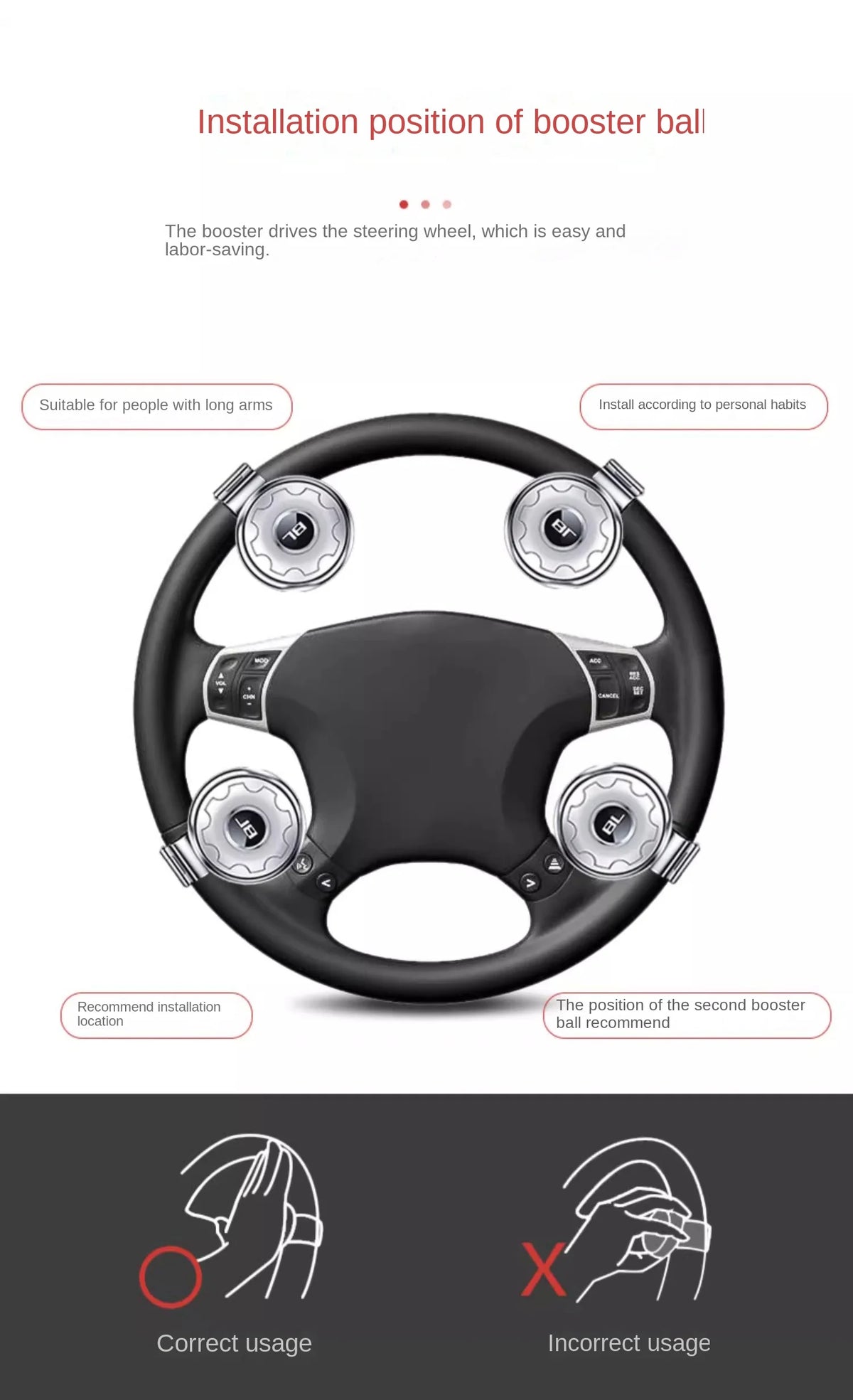 Universal Steering Wheel Spinner Knob Booster