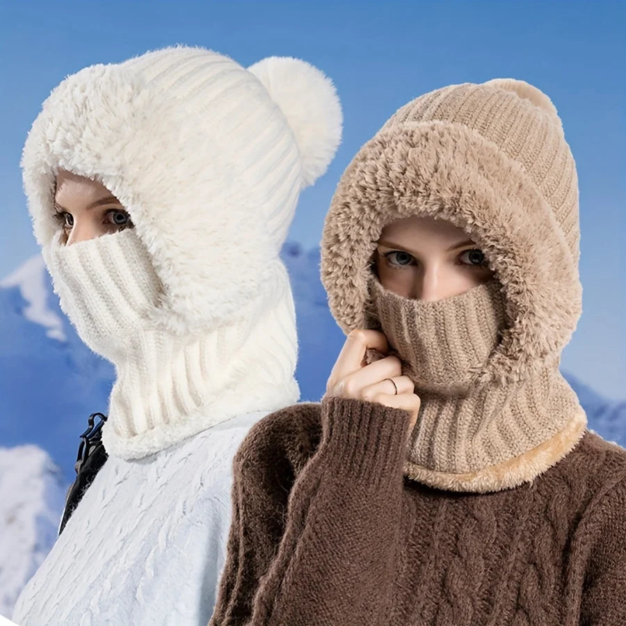 Windproof Thermal Fleece Ski Mask and Hat Set - 7