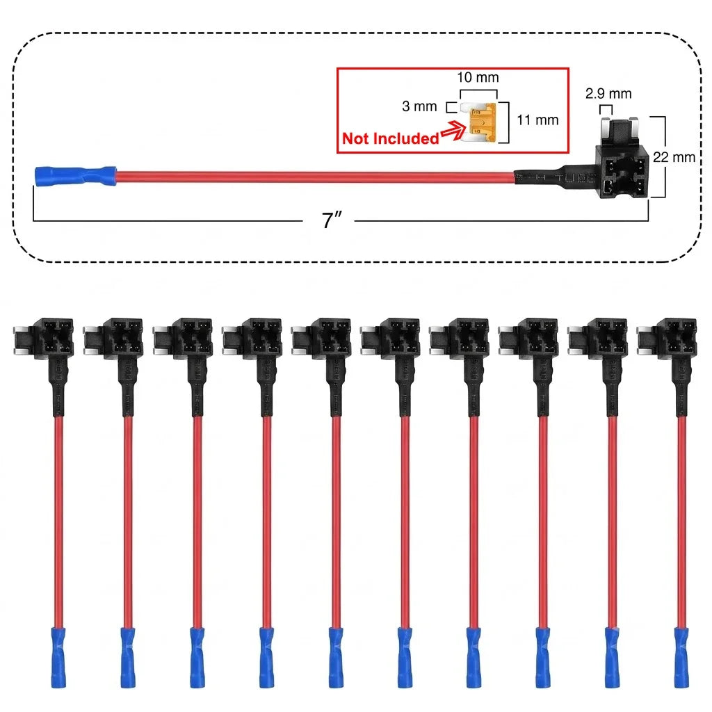 10 Pack Car Fuse Holder Add a Circuit Adapter for Auto Blade Fuses - 20