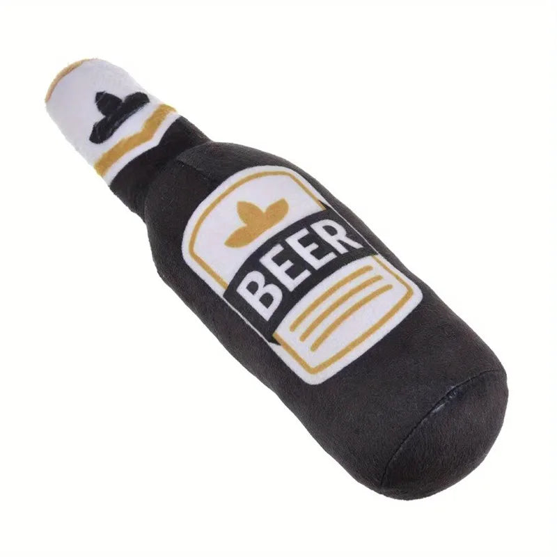 Interactive Beer Bottle Squeaky Plush Toy for Dogs - 9