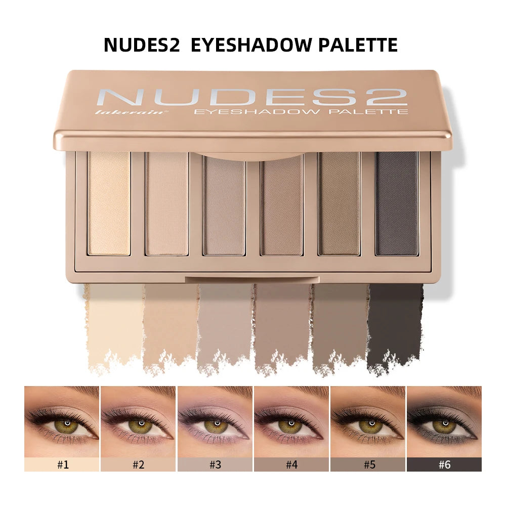 6-Color Nude Eyeshadow Palette with Makeup Brushes