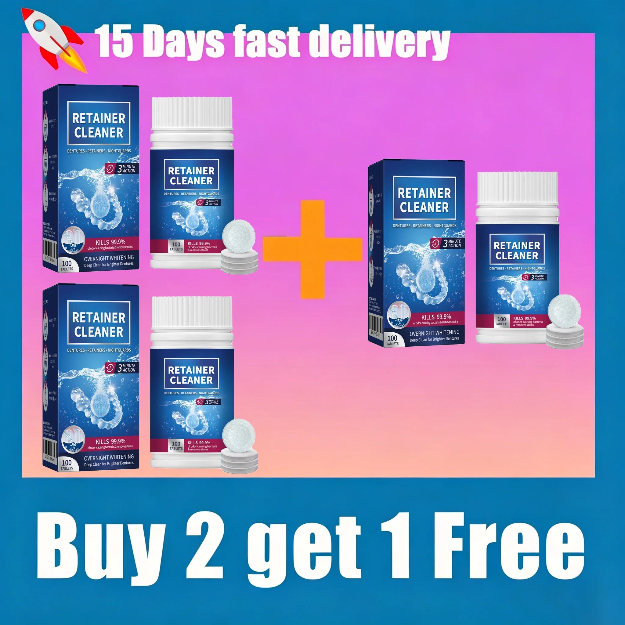 Denture and Retainer Cleaning Tablets for Deep Stain Removal - 10