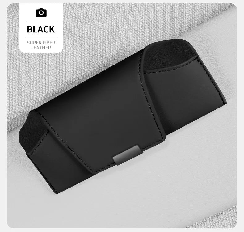 Leather Car Sun Visor Sunglasses and Eyeglasses Holder Case - 20
