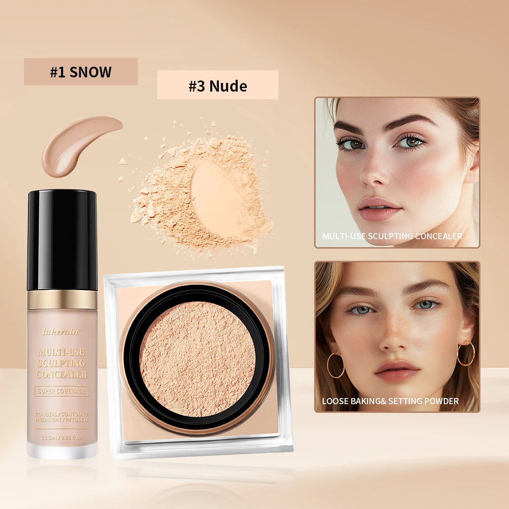 Face Makeup Concealer and Setting Powder Duo Set