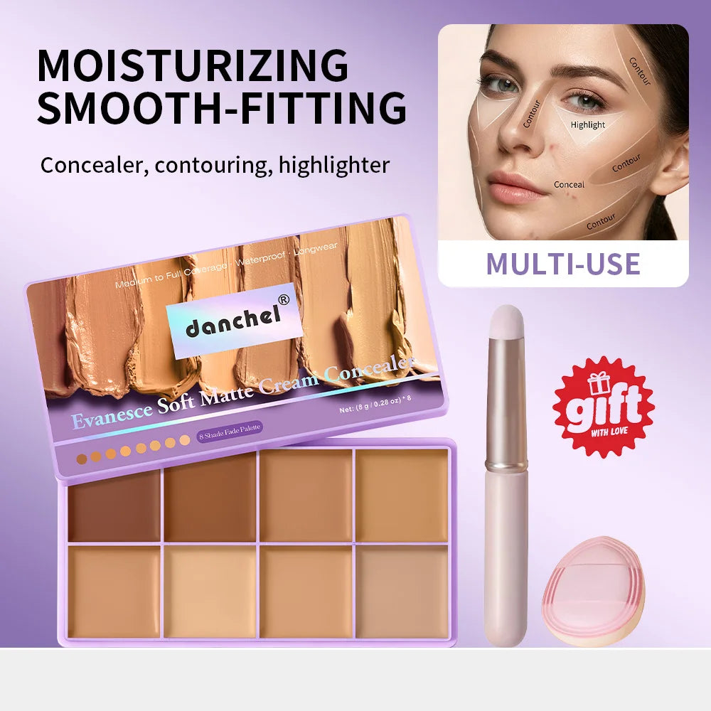 8-Shade Cream Concealer and Contouring Palette Set - 1