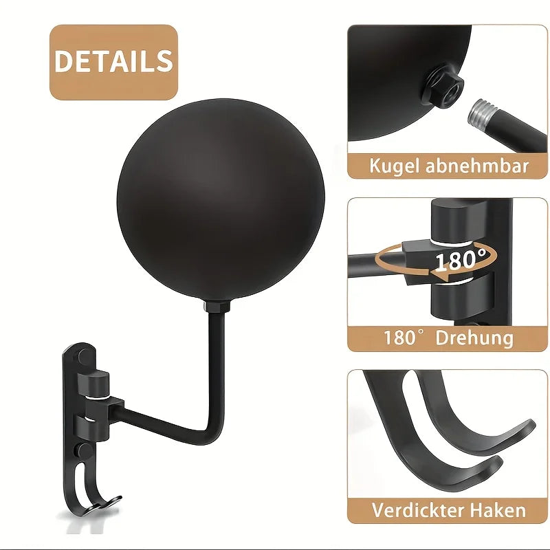 180 Degree Rotary Motorcycle Helmet Wall Rack Holder with Jacket Hook - 3