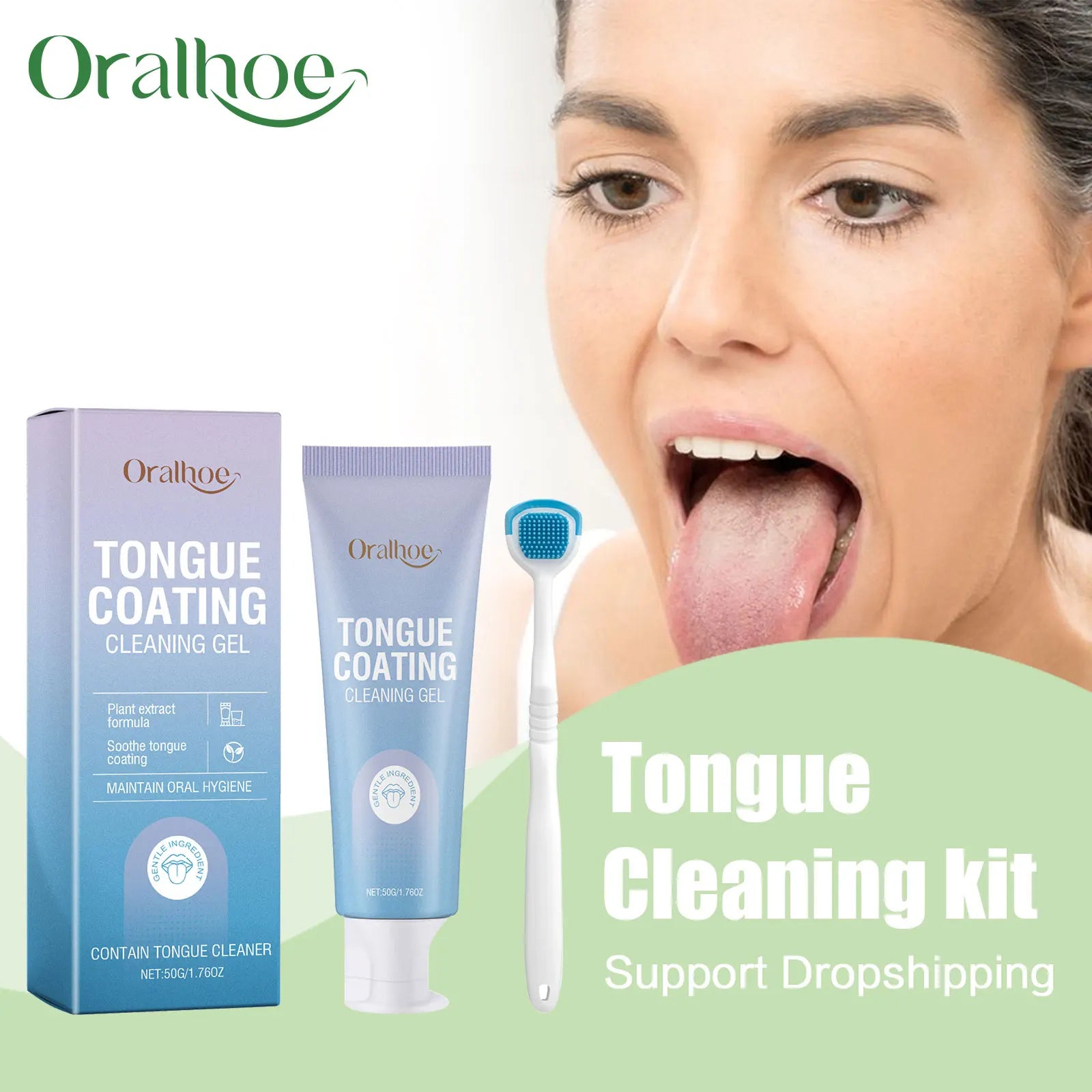 Tongue Cleaning Gel and Scraper Set for Fresh Breath - 1