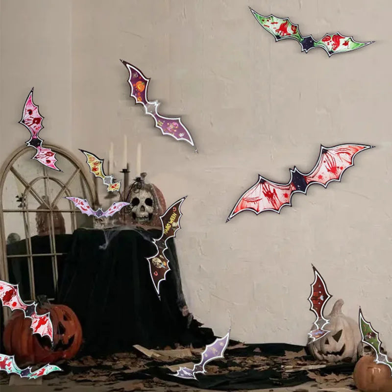 3D Luminous Halloween Bat Wall Decals for Spooky Party Decor - 5