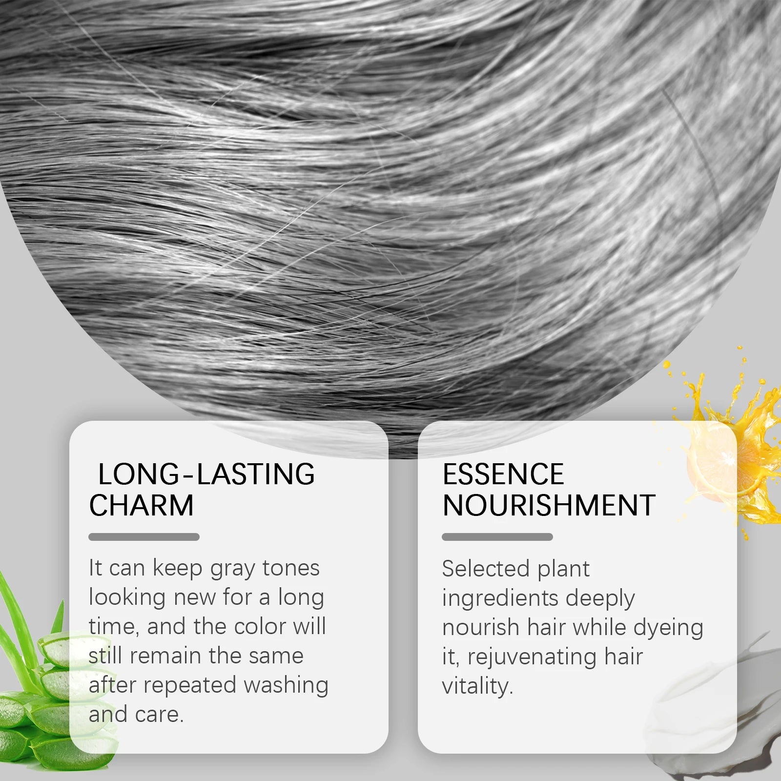 Permanent Silver Gray Hair Dye Cream - 9