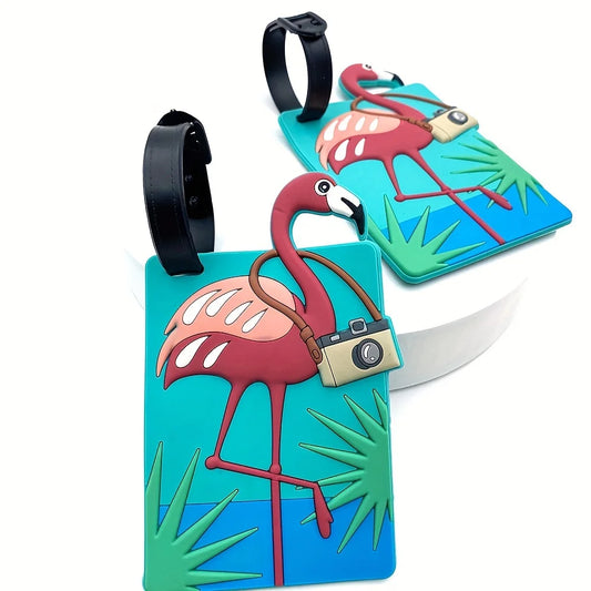 Cute Flamingo Luggage Tag Travel Bag Identifier and ID Holder