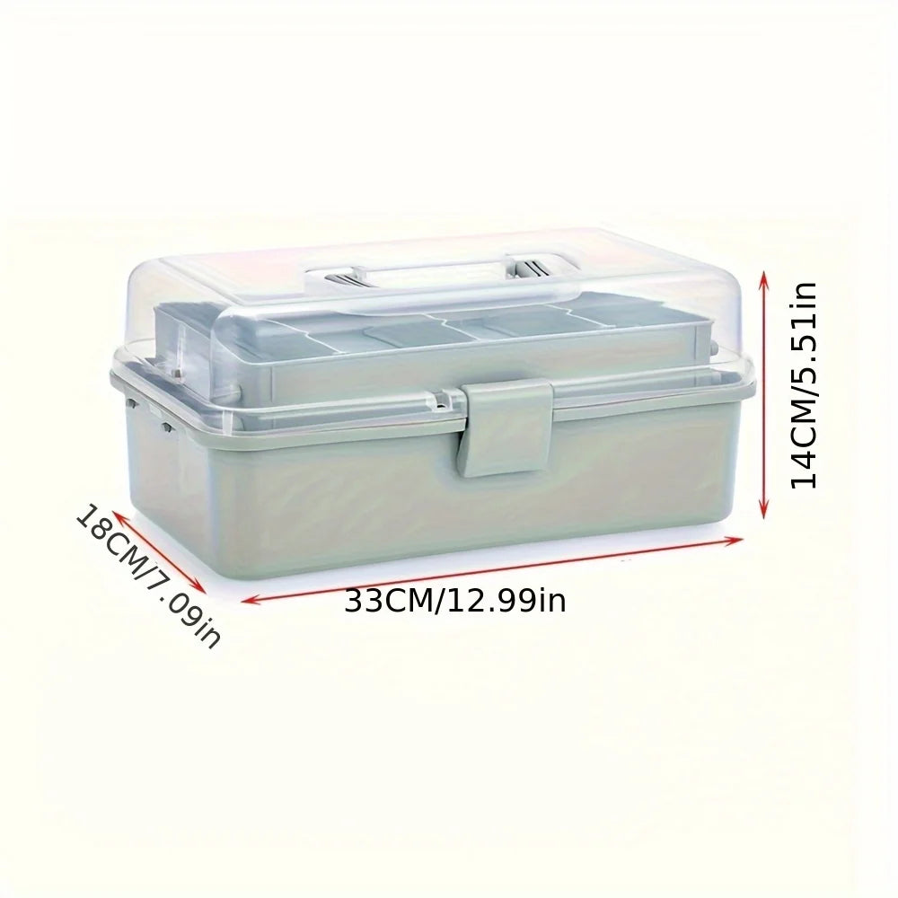 3-Layer Portable Craft and Art Supply Organizer with Adjustable Spacers