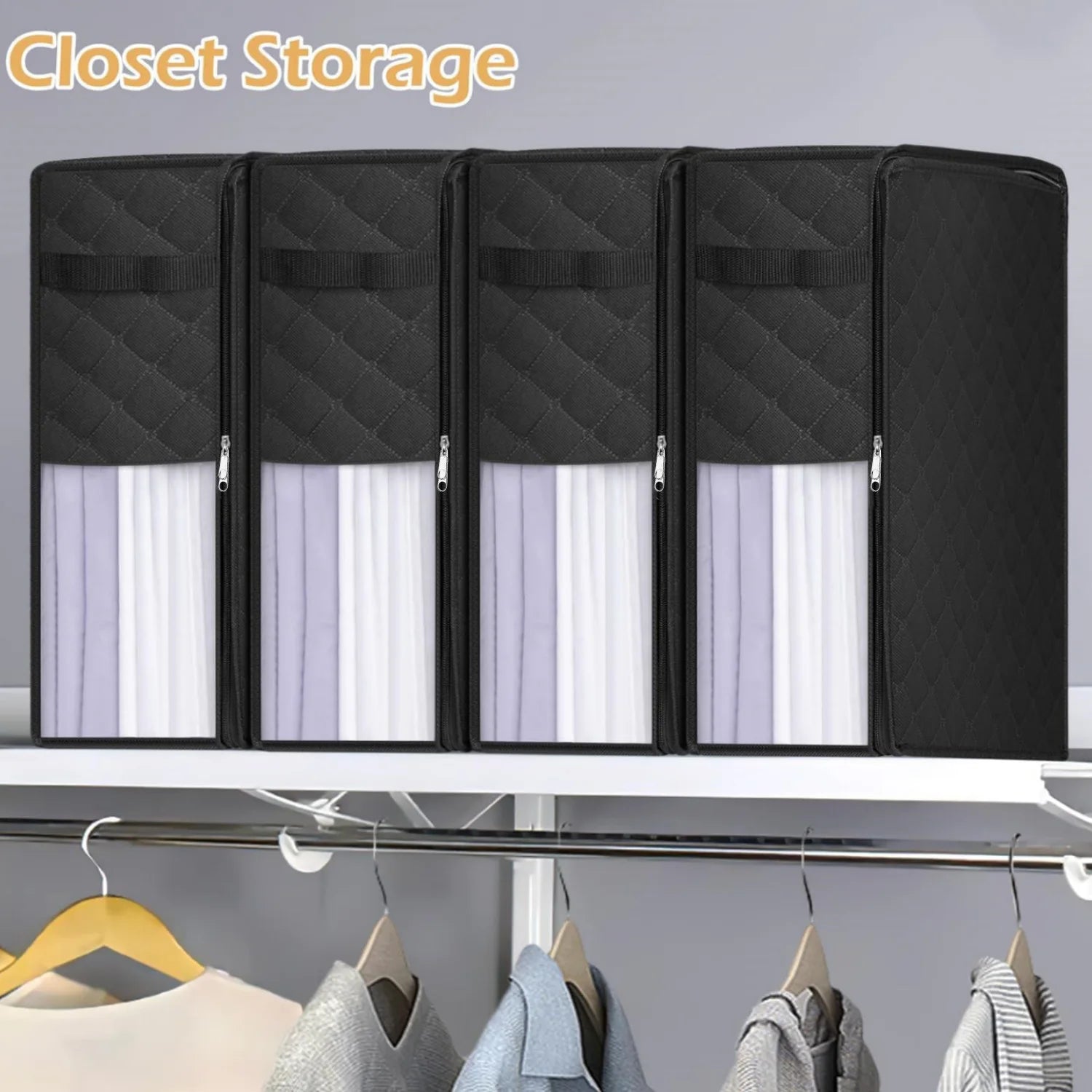 Foldable Bedding and Clothing Storage Organizer with Clear Window - 4