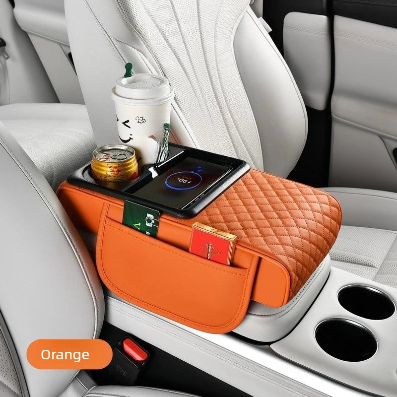 Wireless Charging Car Armrest Storage Box and Height Pad
