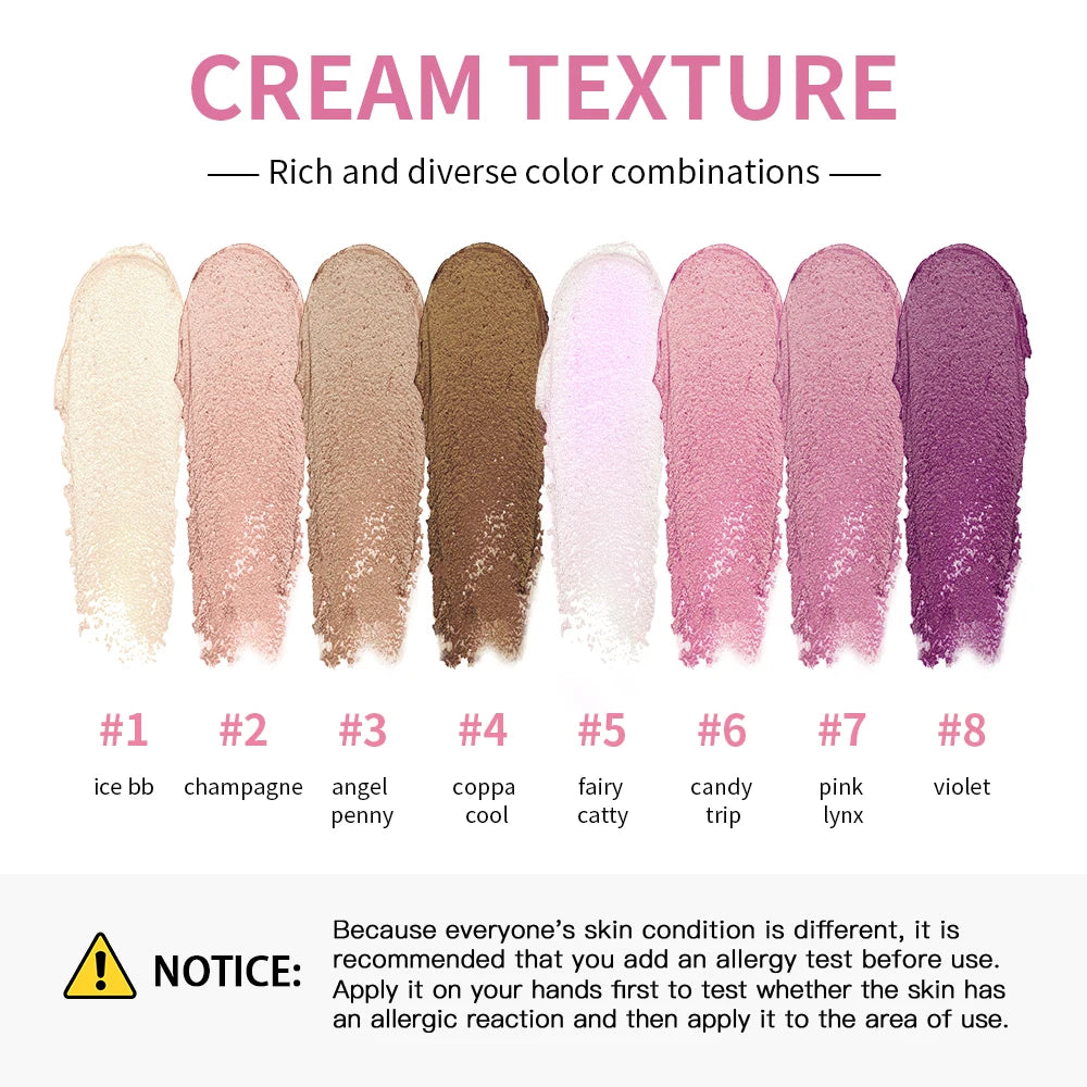 8-Color Cream Highlighter and Contour Palette