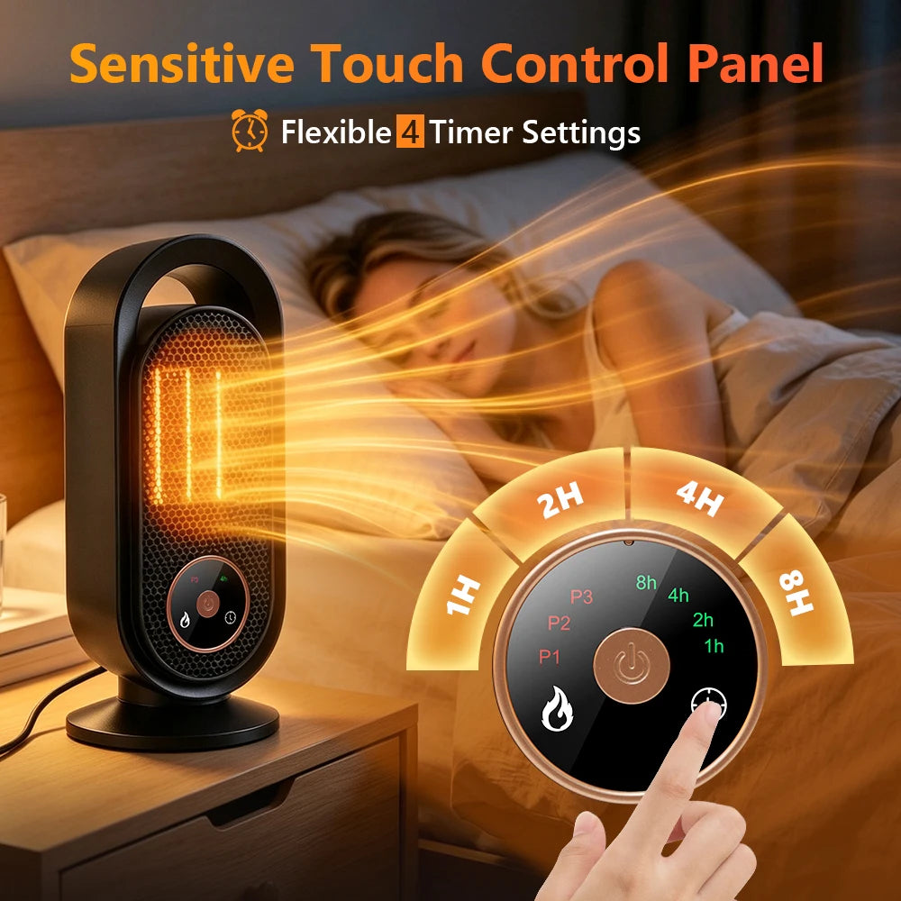 Portable PTC Ceramic Space Heater with Touch Control and Timer