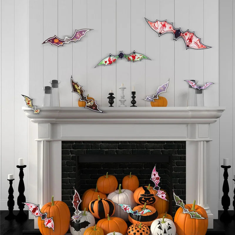 3D Luminous Halloween Bat Wall Decals for Spooky Party Decor - 13