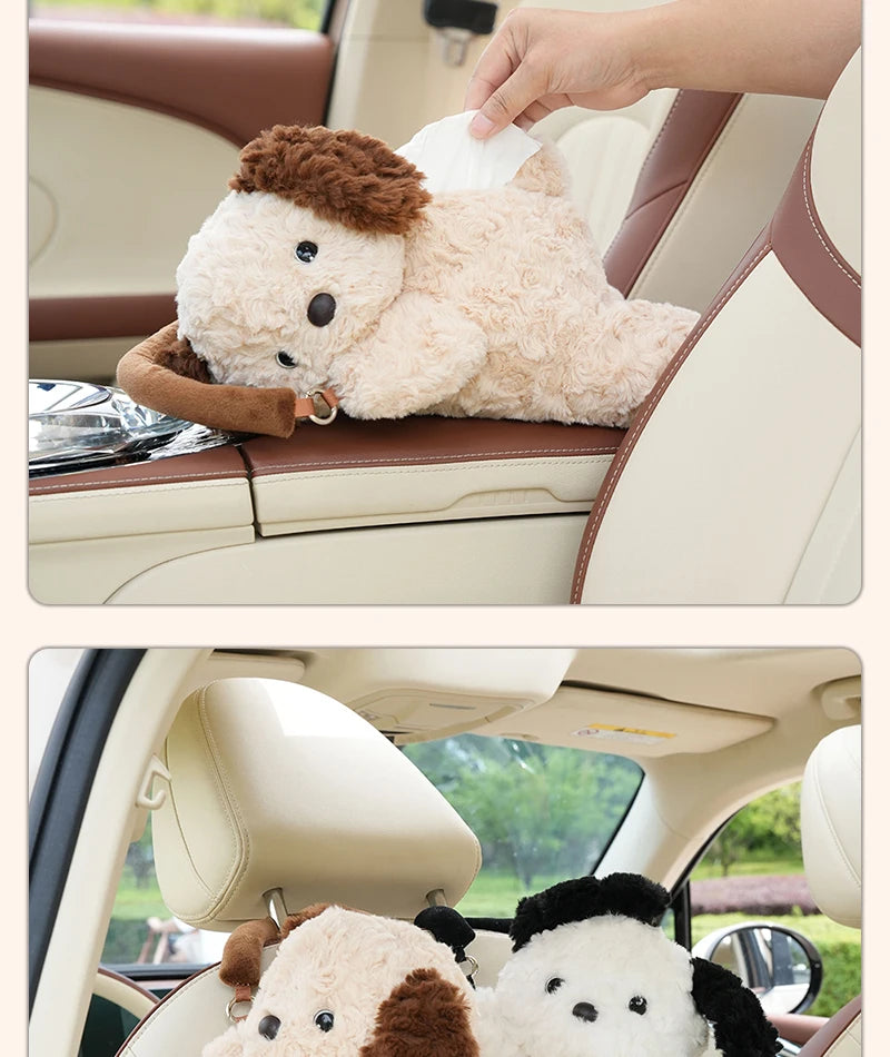 Cute Cartoon Plush Car Tissue Holder Hanging Organizer - 17
