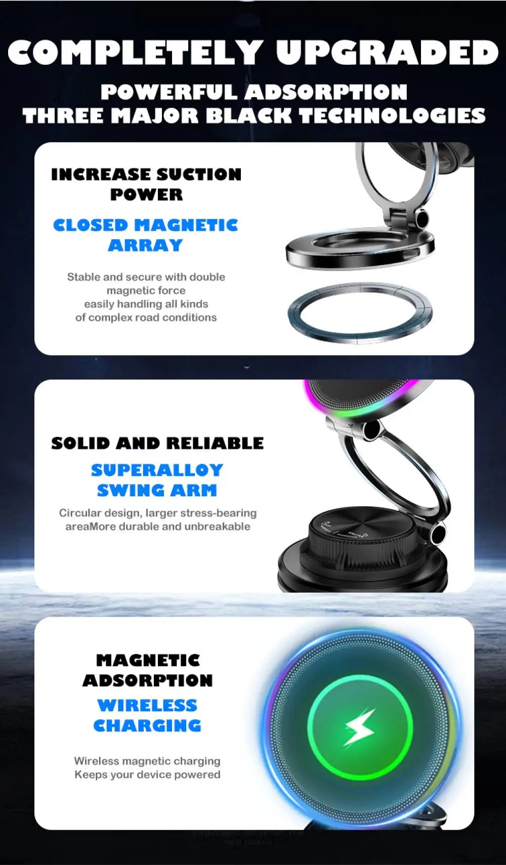 Magnetic Wireless Car Charger Mount with RGB Ambient Lighting - 13