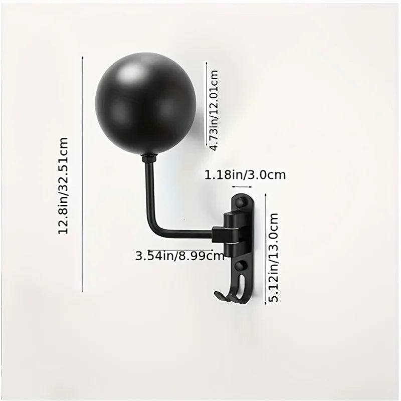 180 Degree Rotary Motorcycle Helmet Wall Rack Holder with Jacket Hook - 2