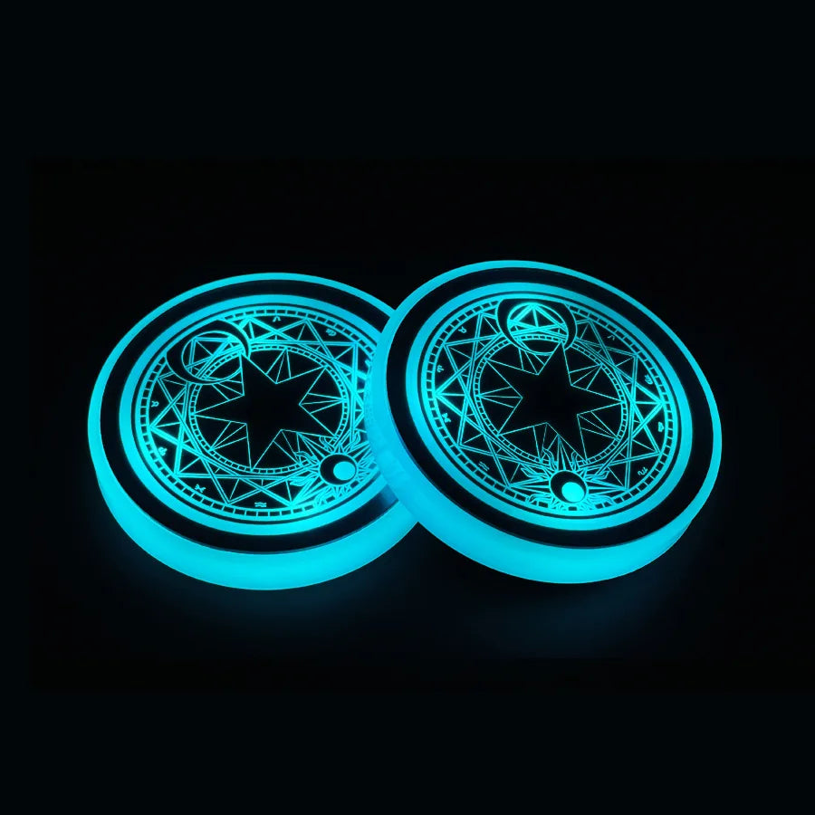 7-Color LED Car Cup Holder Coaster with Motion Sensor