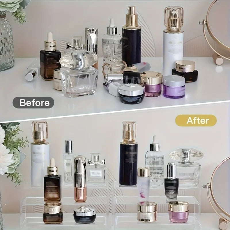 Clear Acrylic U-Shaped Display Riser for Collectibles and Makeup