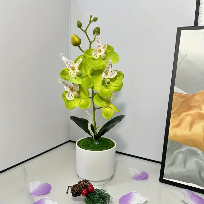 Artificial Orchid Flower Arrangement with Vase