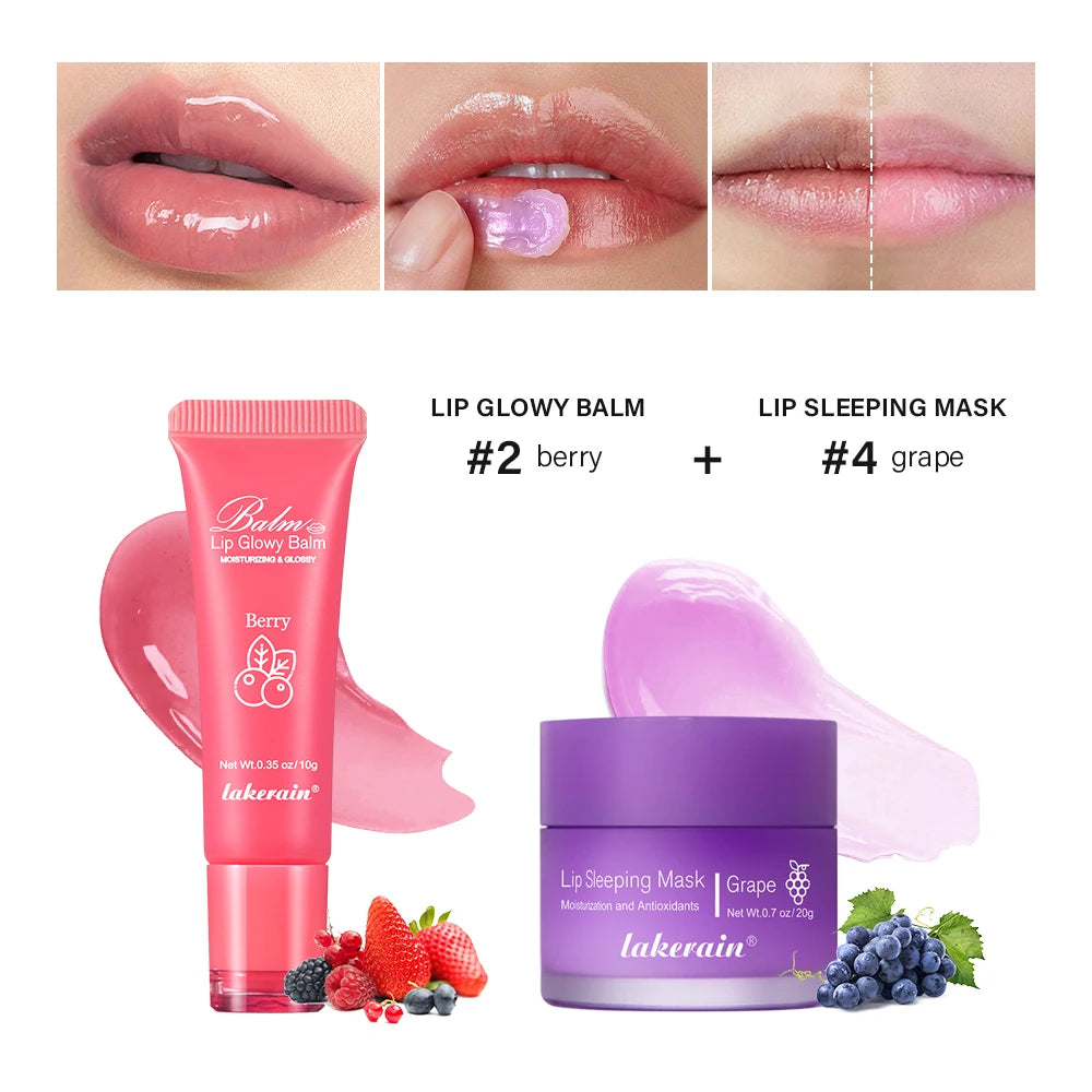 Moisturizing Lip Balm and Overnight Sleeping Mask Set