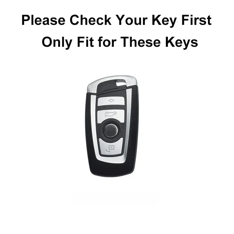 Premium Metal and Leather Car Key Case Cover for BMW - 2