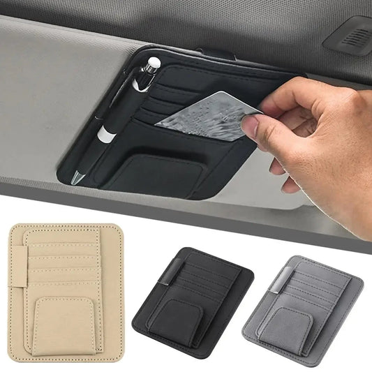 Leather Car Sun Visor Organizer and Storage Pouch