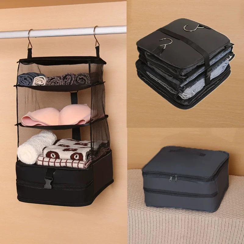 4-Tier Foldable Hanging Closet Organizer with Sturdy Hooks - 6
