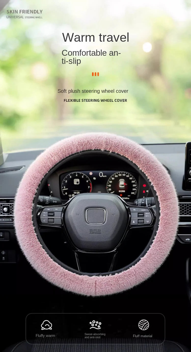 Winter Plush Retractable Steering Wheel Cover