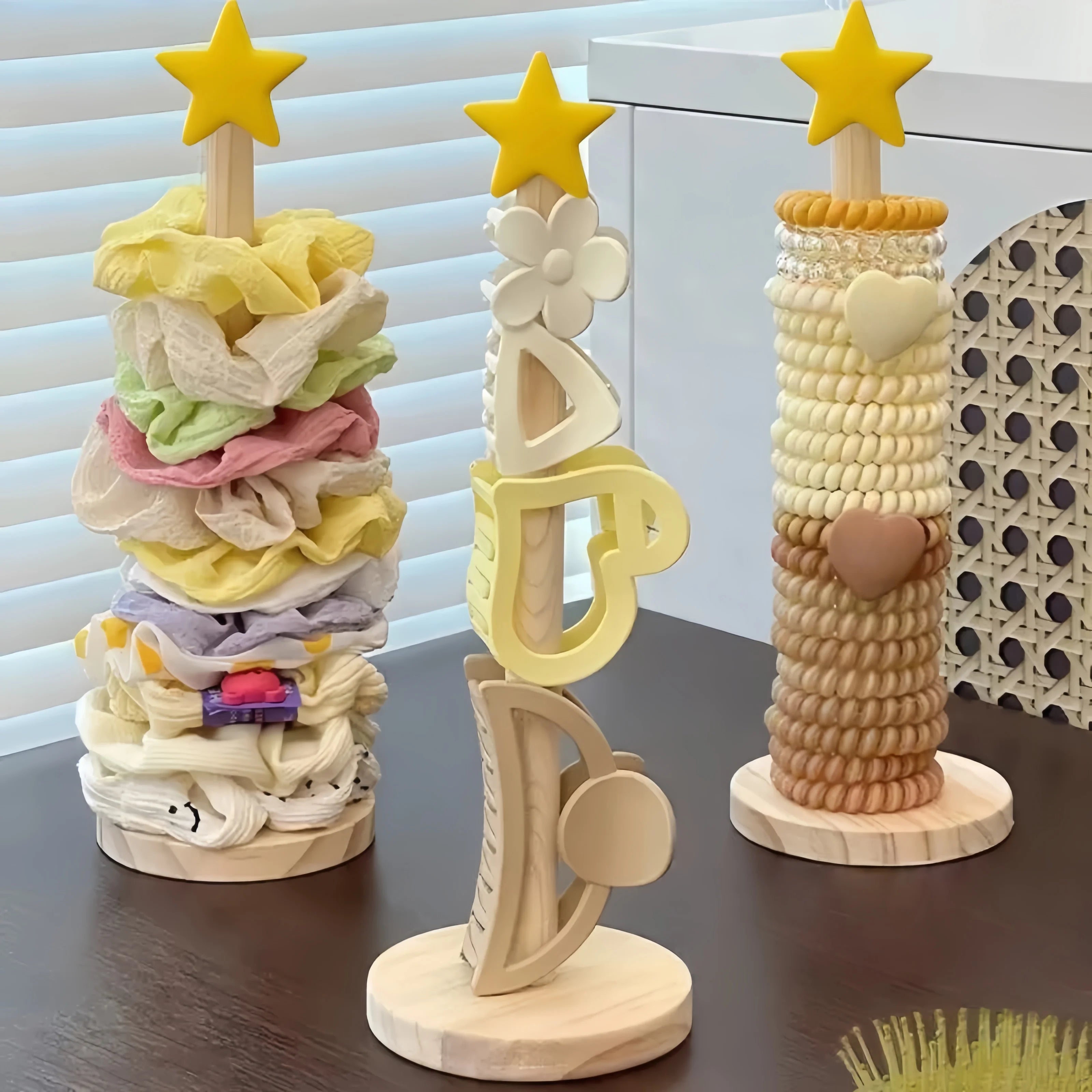 Wooden Desktop Hair Scrunchie and Jewelry Display Organizer - 8