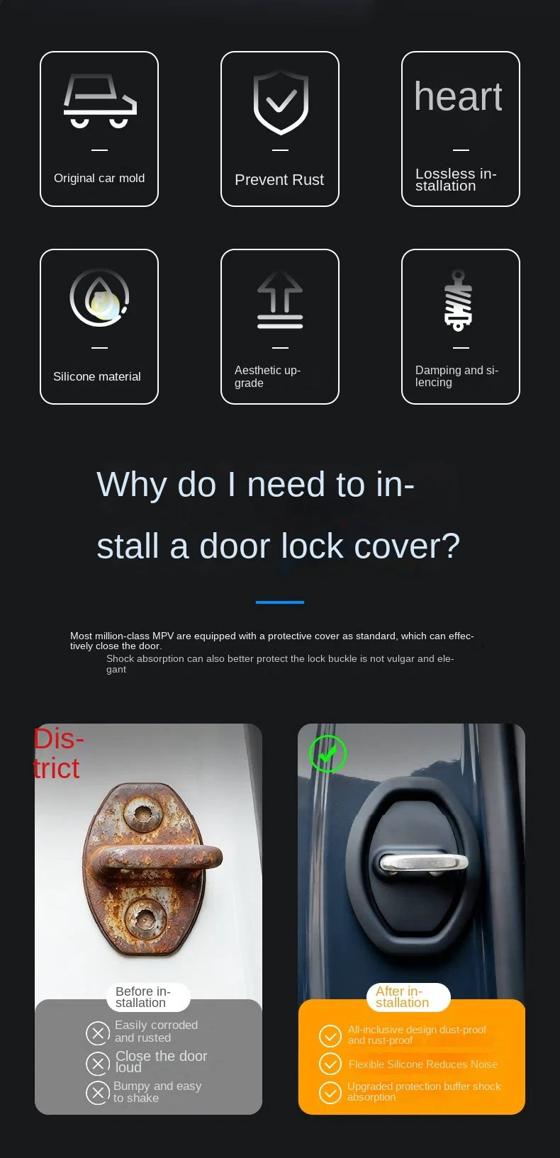 Silicone Car Door Lock Protection and Anti-Collision Dampers