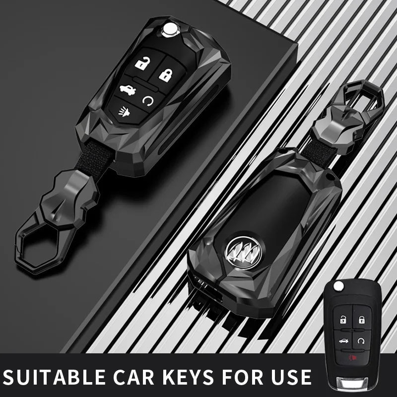 Protective Galvanized Alloy Car Key Case Cover and Keychain - 11