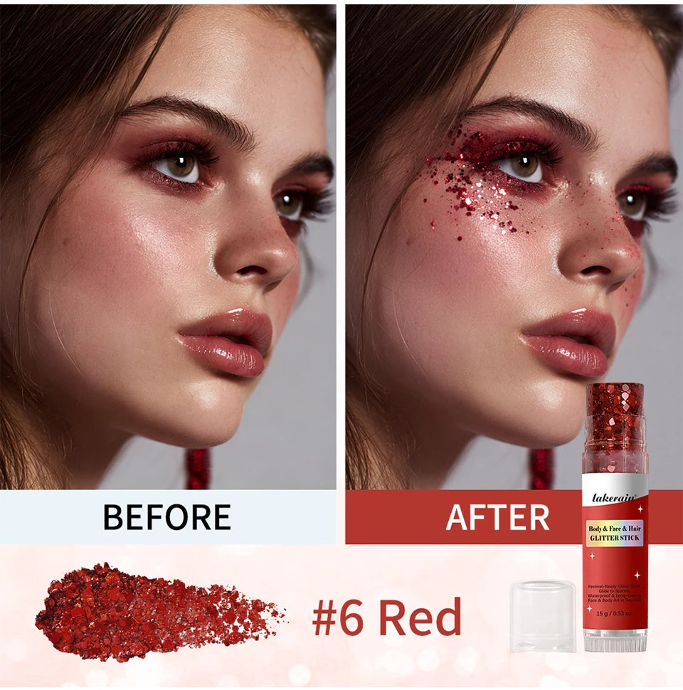 Waterproof Glitter Shimmer Stick for Face and Body - 12
