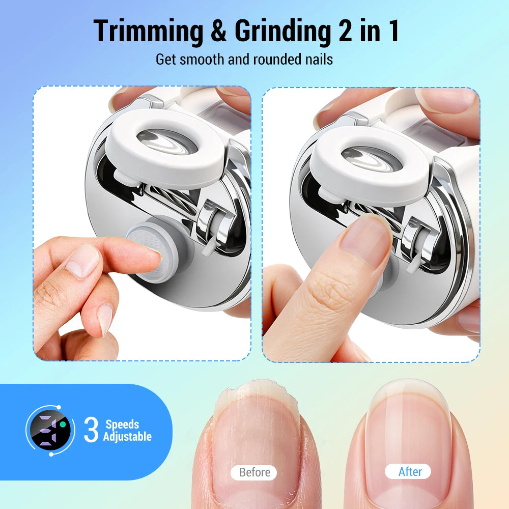 Electric Nail Clipper with Magnifier and LED Light
