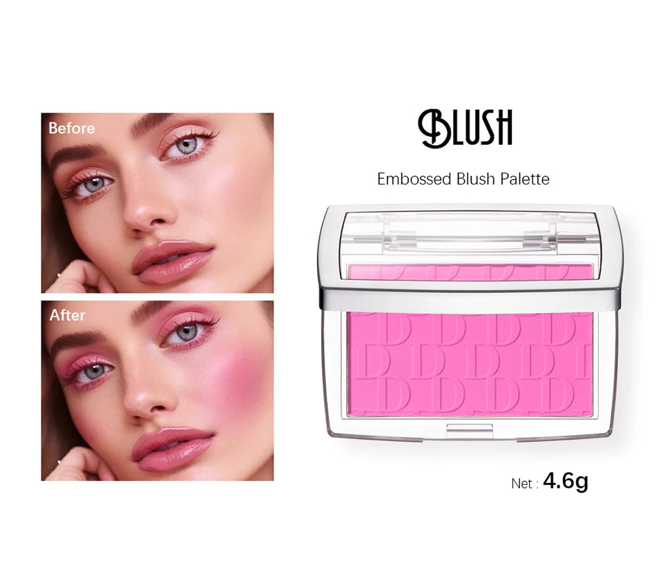 Matte Embossed Blush Palette with Professional Brush - 7