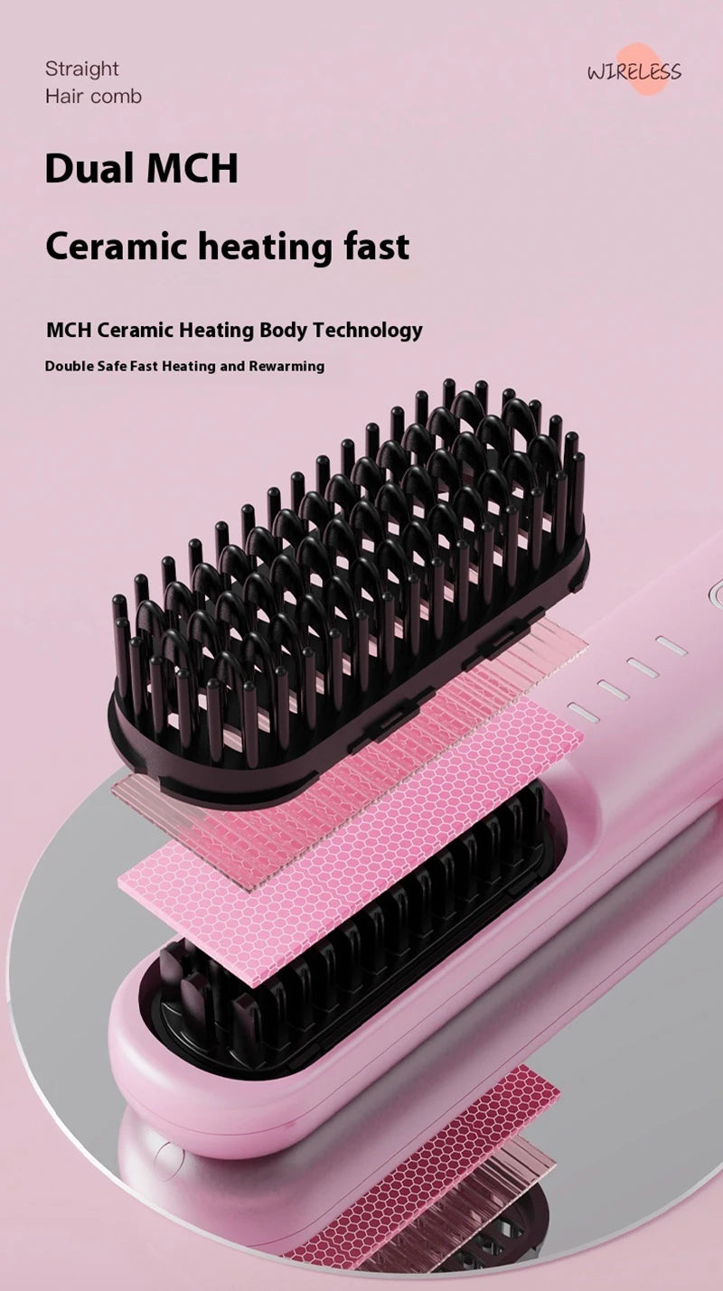 Fast Heating Cordless Hair Straightening Brush - 16