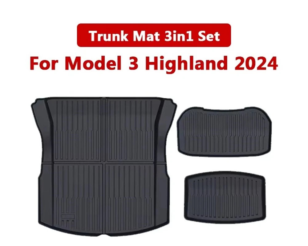 All-Weather TPE Trunk Mat Set for Tesla Model 3 Highland 2024 - 21
