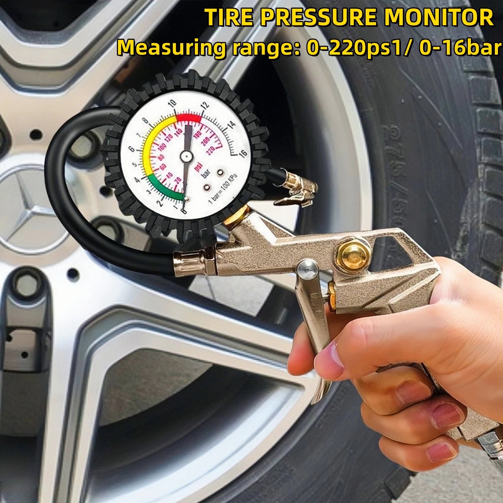 Multifunctional Tire Pressure Gauge and Inflator for Vehicles - 1