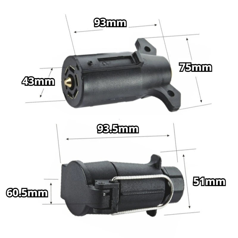 7-Way Blade to 7-Pin Round Trailer Light Adapter Converter